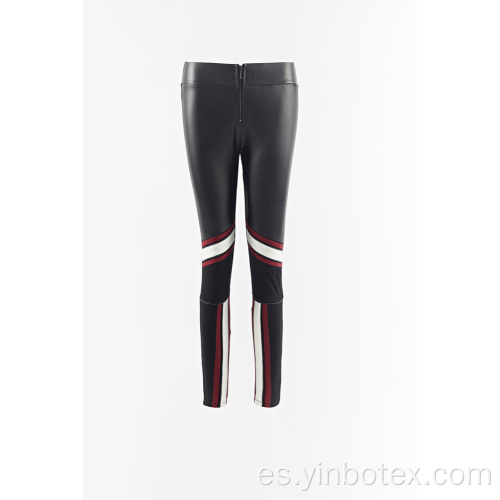 Pantalones legging de tejido combinado de PU